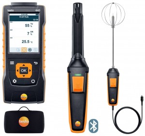 Testo 440 Air Velocity and IAQ Measuring Instrument with digital CO<sub>2</sub> probe and digital turbulence probe, 3.9&amp;quot;-