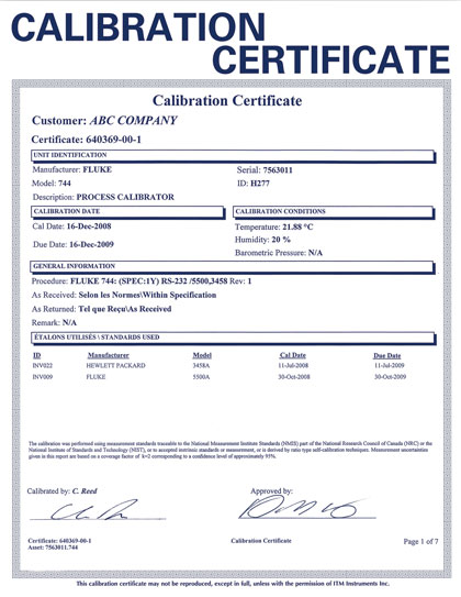 Calibration Certificate